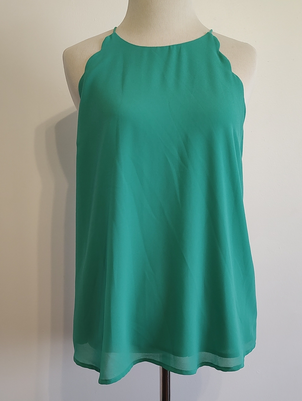 Naked Zebra Green Scallop Detail High Neck Top